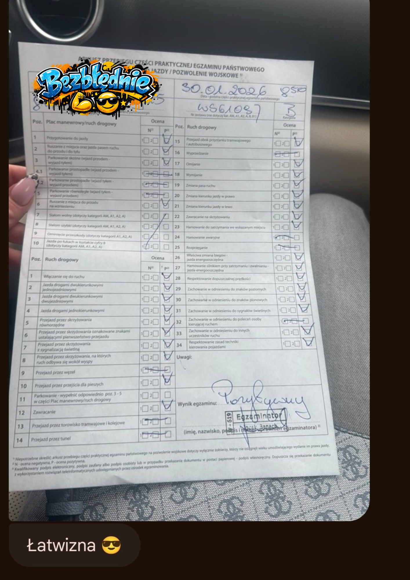 Zosia – zdała egzamin na prawo jazdy bezbłędnie